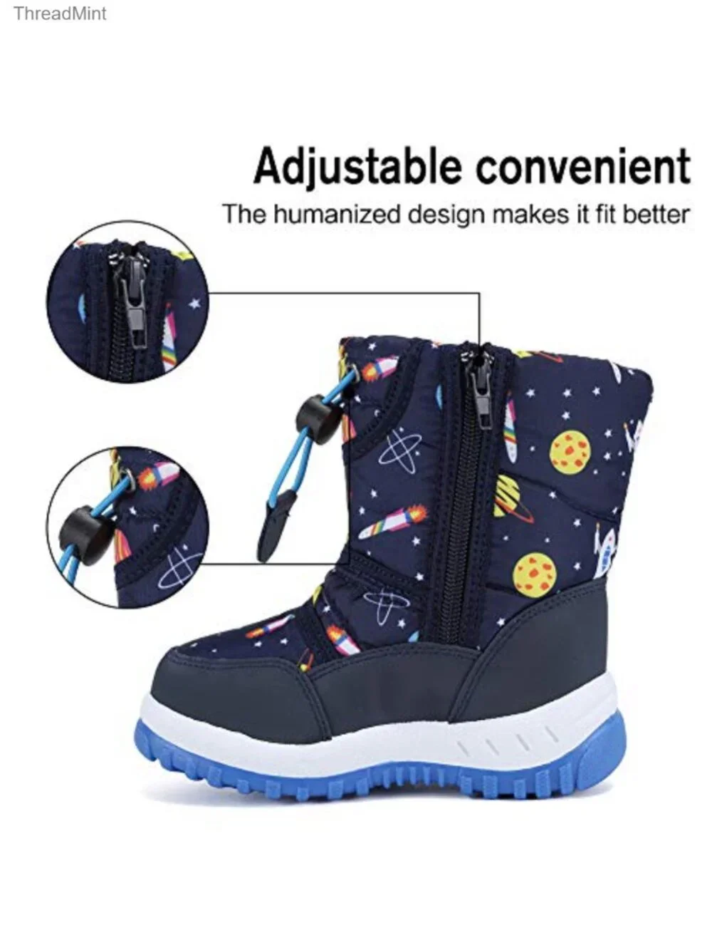 Kids Snow Boots Waterproof Winter with Fur Lining